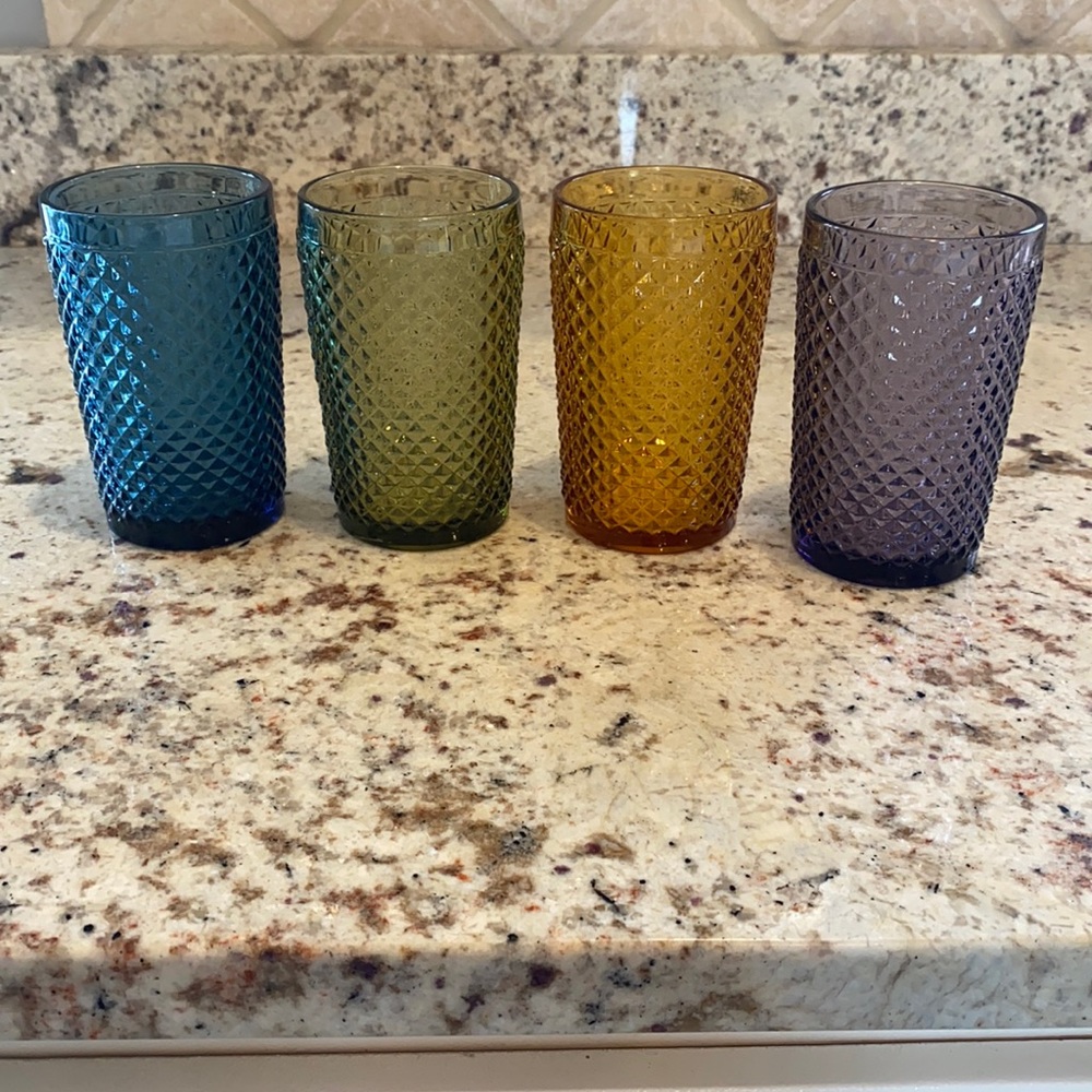4 Textured glass highball glasses